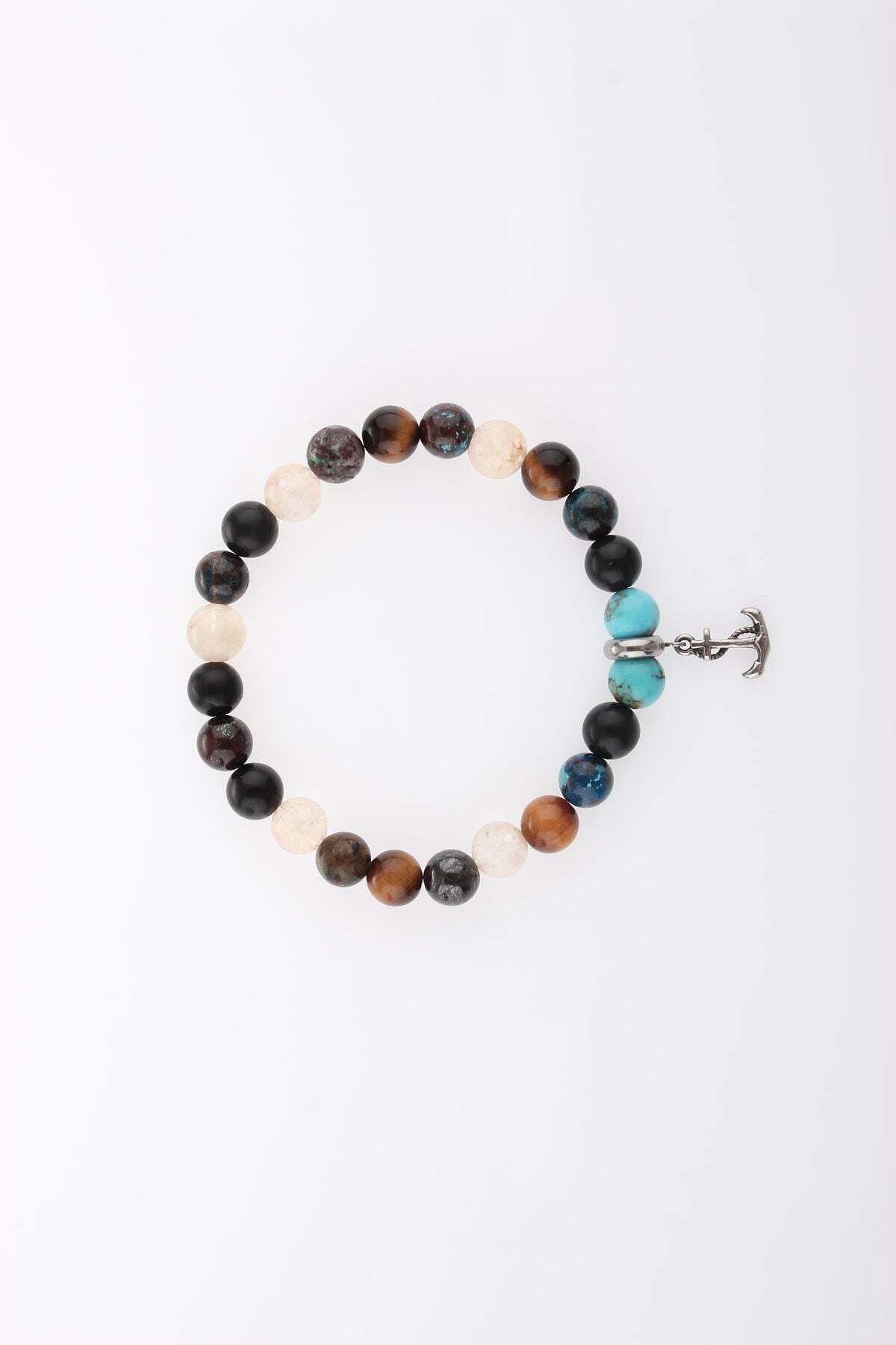 Sertifikalı Hakiki Turkuaz, Shungite, Sitrin, Azurit, Kaplan Gözü Doğaltaş Bileklik 8 Mm, B906