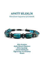 Orijinal Hakiki Apatit - Hematit Doğal Taş Merdiven Kapama İpli bileklik