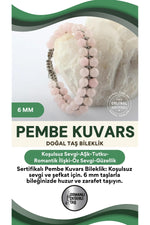 Sertifikalı Pembe Kuvars Doğal Taşı Bileklik - 6 Mm B649
