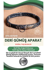 Sertifikalı Deri Gümüş Aparatlı Doğal Taş Bileklik ODT019