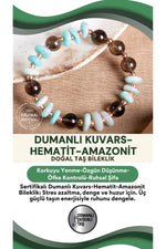SERTİFİKALI Dumanlı Kuvars-Hematit-Amazonit Doğal Taş Bileklik