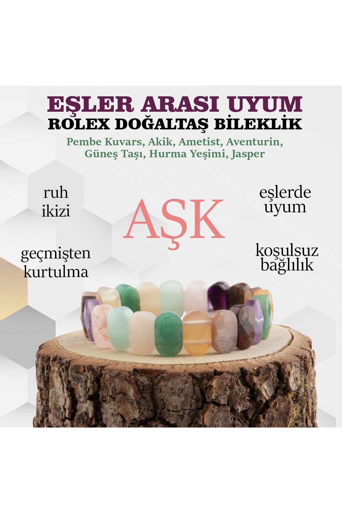 Sertifikalı Eşler Arası Uyum Roleks Doğaltaş Bileklik 15 Mm, B885