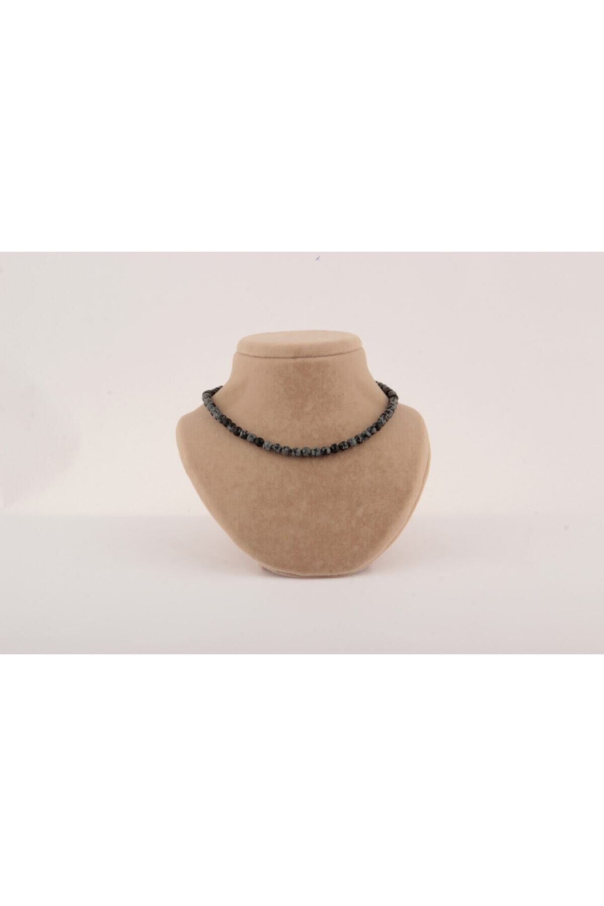 Sertifikalı Karlı Obsidyen 6mm Kolye (DÜĞÜMSÜZ)