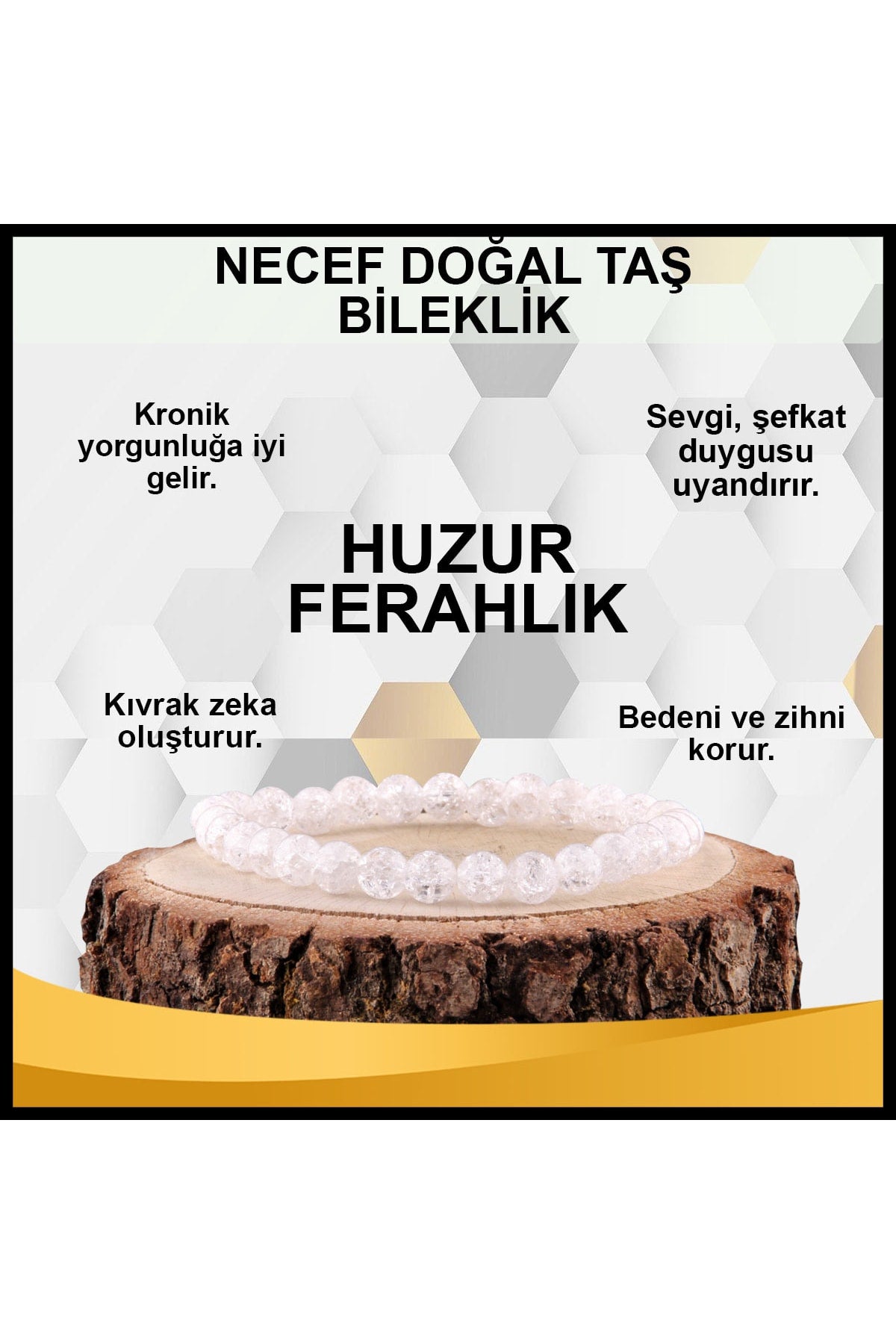 Sertifikalı Necef Doğal Taş Bileklik 6 Mm - B838