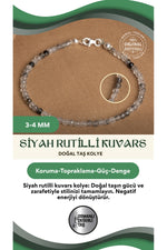 Sertifikalı Doğal Siyah Rutilli Kuvars 3-4 Mm Fasetli Kesim Kolye