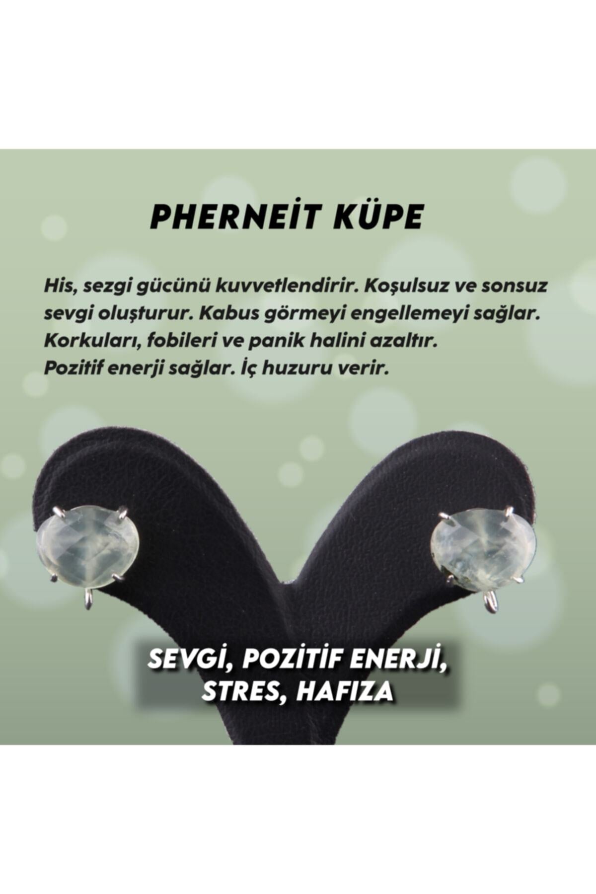Sertifikalı Prehneit Doğal Taş Küpe - 10mm Yuvarlak Açık Yeşil