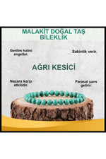 Sertifikalı Malakit Doğal Taş Bileklik 6 Mm - B836