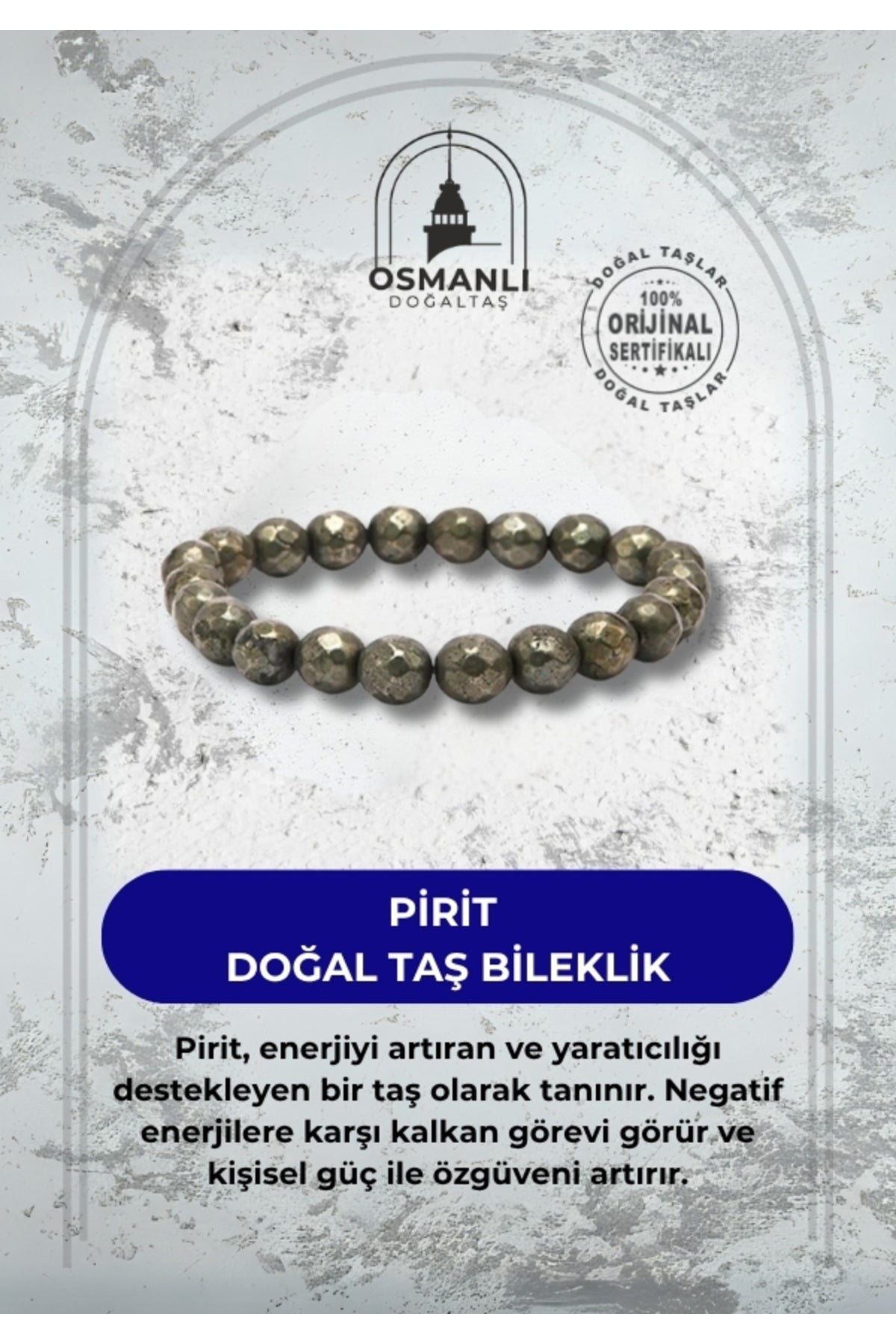 Sertifikalı Pirit Doğal Taş Bileklik