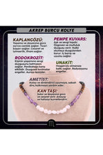 Sertifikalı Akrep Burcu Doğal Taş Kolye M014