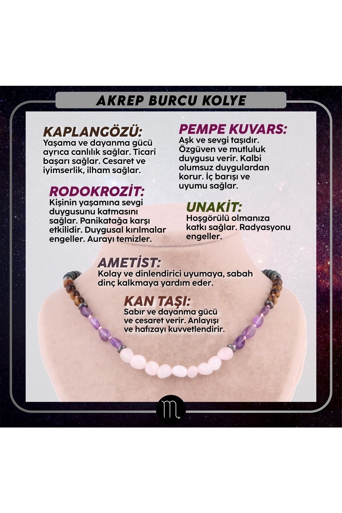 Sertifikalı Akrep Burcu Doğal Taş Kolye M014