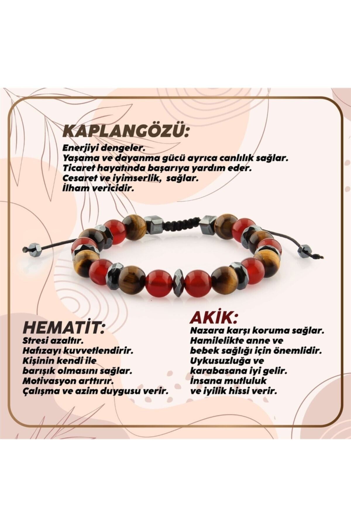 Sertifikalı Kaplan Gözü - Hematit - Akik Doğal Taşı - 8 Mm