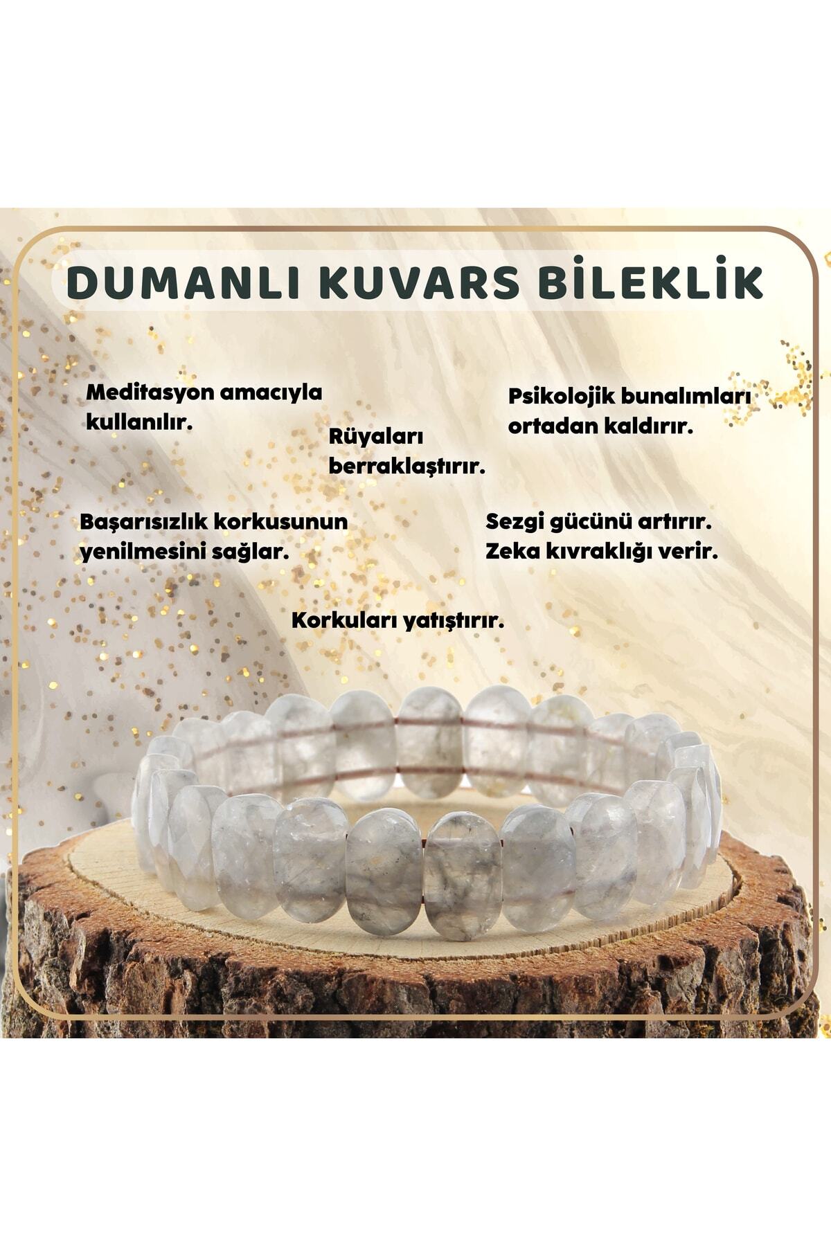 Sertifikalı Dumanlı Kuvars Doğal Taş Roleks Bileklik 15 Mm - B525