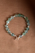 Sertifikalı Florit Doğal Taş 925 Ayar Gümüş Aparatlı Bileklik ODT107