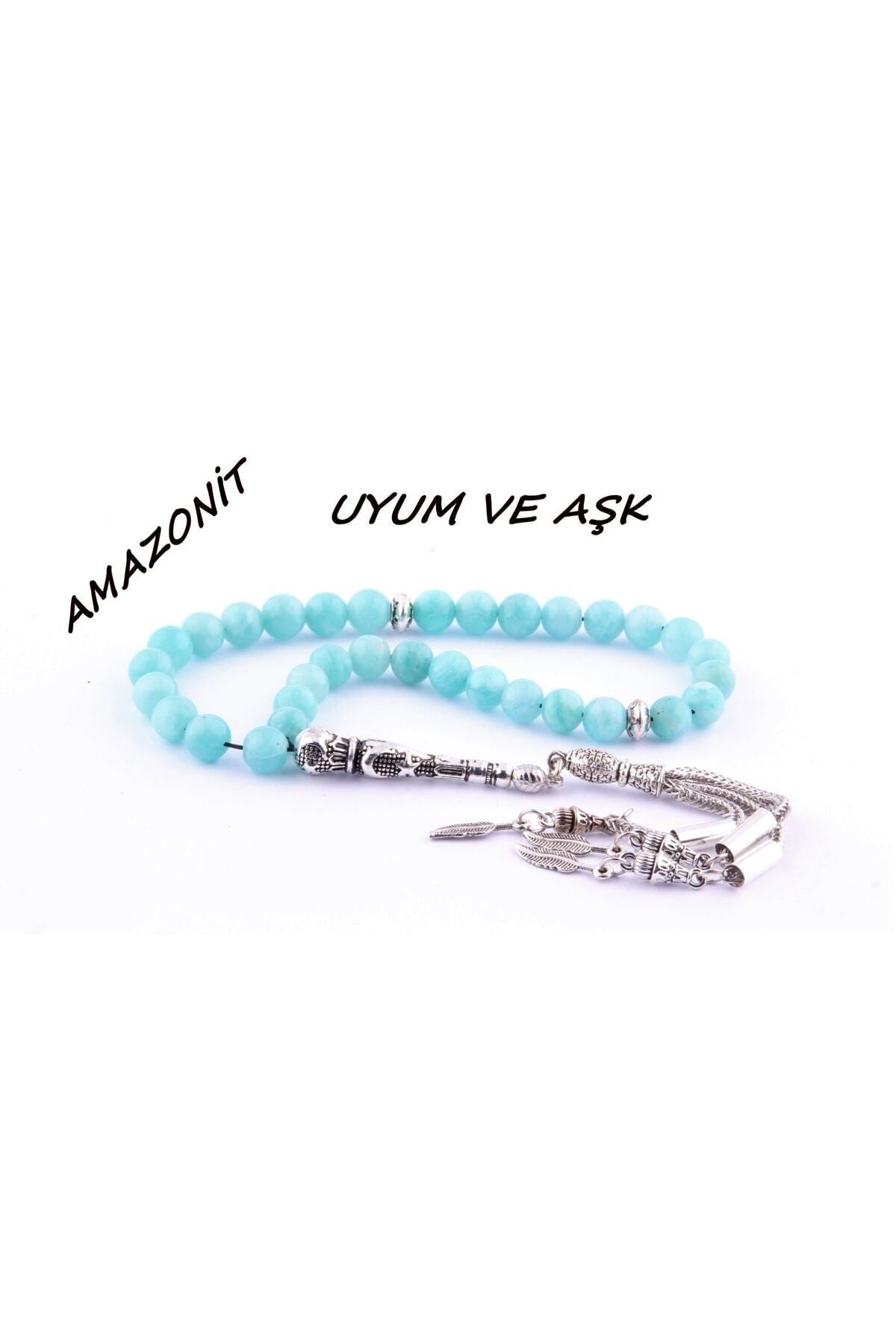 Sertifikalı Amazonit Doğal Taş Tesbih T171