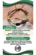 SERTİFİKALI Oğlak Burcu Doğal Taş Makrome Ayarlanabilir Bileklik
