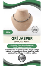 Sertifikalı Gri Jasper Doğaltaş Kolye 6 Mm, M569
