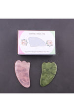 Sertifikalı Yeşim Doğal Taşı Gua Sha Ve Pembe Kuvars Doğal Taşı Gua Sha Set Ma013