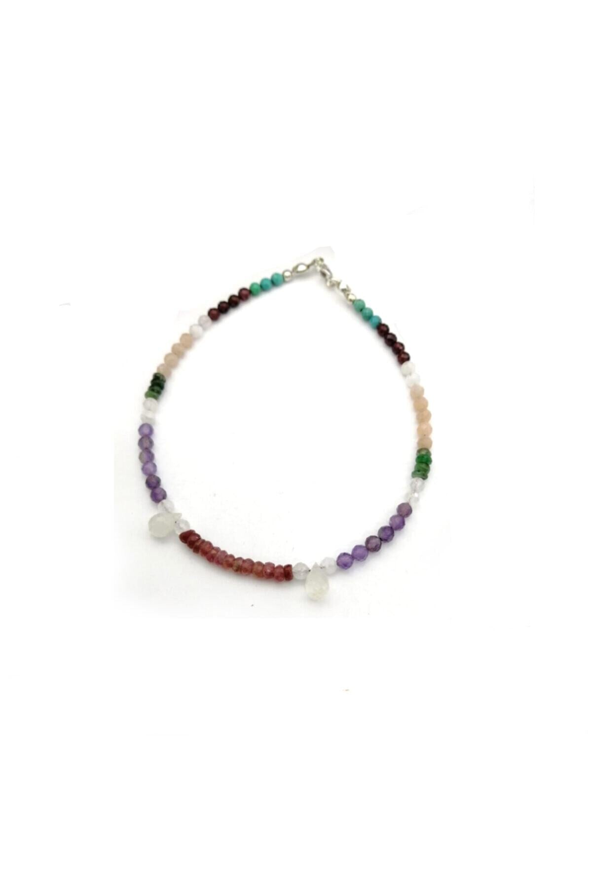 Halhal (gümüş Aparatlı) Ametist-yakut-ay Taşı-lal-turkuaz-güneş Taşı-zümrüt (28cm)