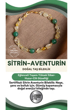 SERTİFİKALI Sitrin Aventurin Doğal Taş Gümüş Kapama Bileklik