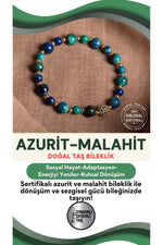 SERTİFİKALI Azurit-Malahite Doğal Taş Bileklik 6-8 mm