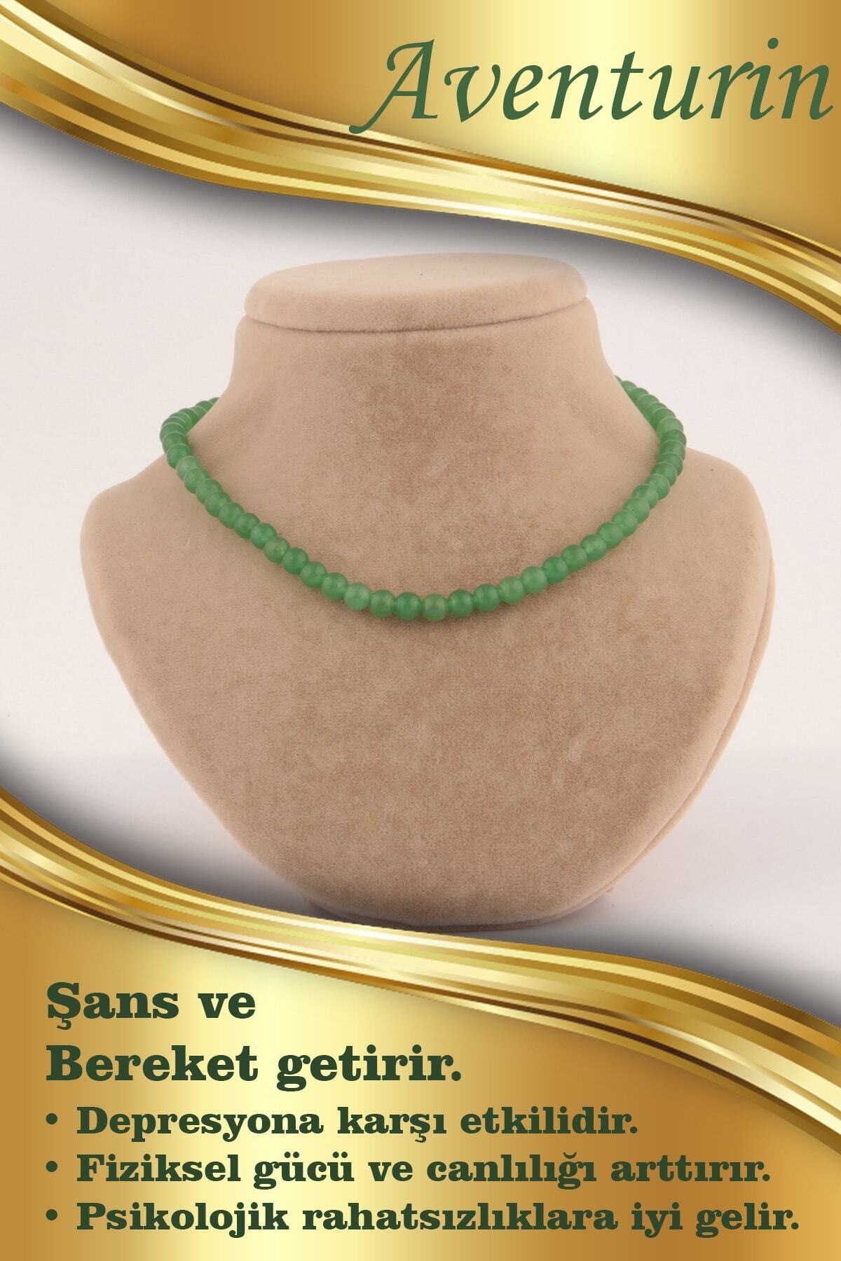 Sertifikalı Aventurin Yeşil 6mm Kolye(DÜĞÜMSÜZ)