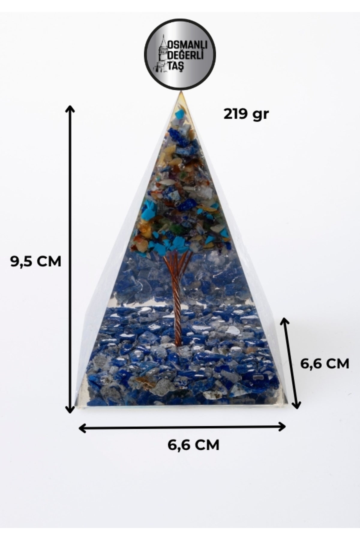 Sertifikalı Lapiz Lazuli& Çakra Doğal Taş Piramit P028