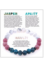 Sertifikalı Doğal Taş Bileklik - Jasper-apatit-havlit