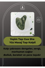 Sertifikalı Yeşim Doğal Taşı Kalpli Yüz Ve Vücut Gua Sha Masaj Aleti Ma009