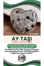Sertifikalı Ay Taşı Doğal Taş Kalp Obje P054