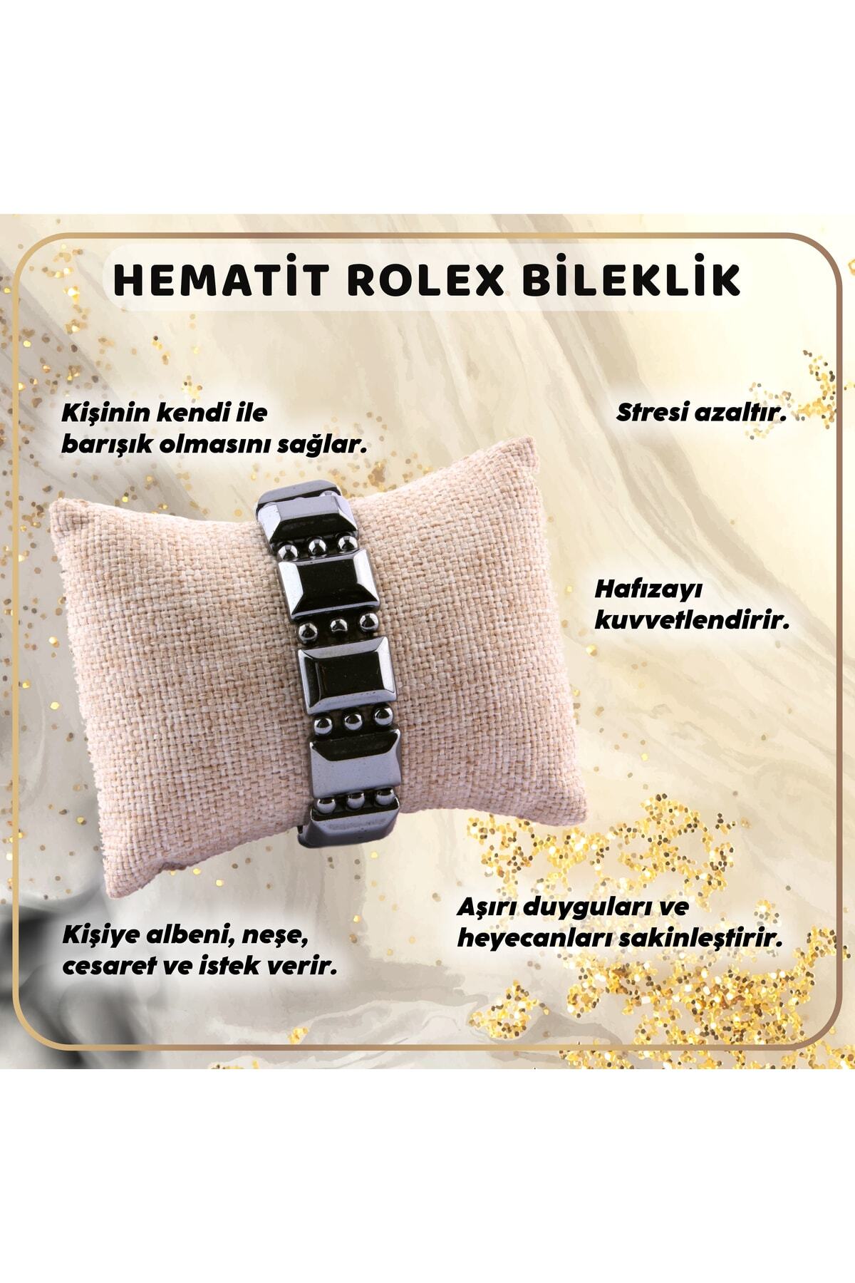 Sertifikalı Hematit Taşı Doğal Taş Roleks Bileklik B073