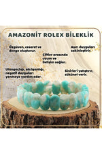 Sertifikalı Amazonit Doğal Taş Roleks Bileklik B439