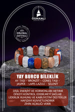 Yay Burcu Doğal Taş Geniş Kesim Bileklik