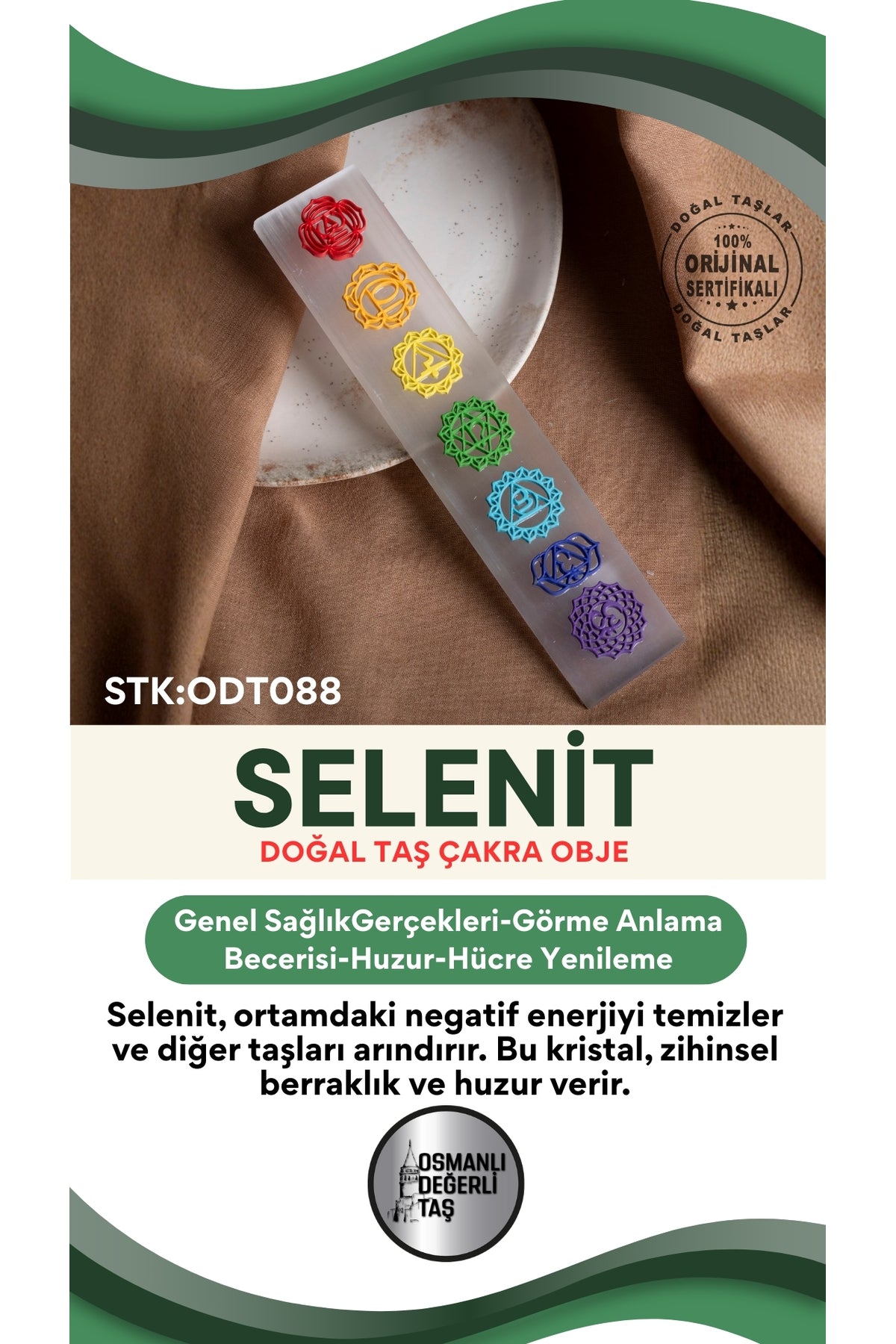 SERTİFİKALI Selenit Doğal Taş Çakra Obje ODT088