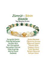Zümrüt - Sitrin Doğal Taş Fasetli Kesim Bileklik 6mm