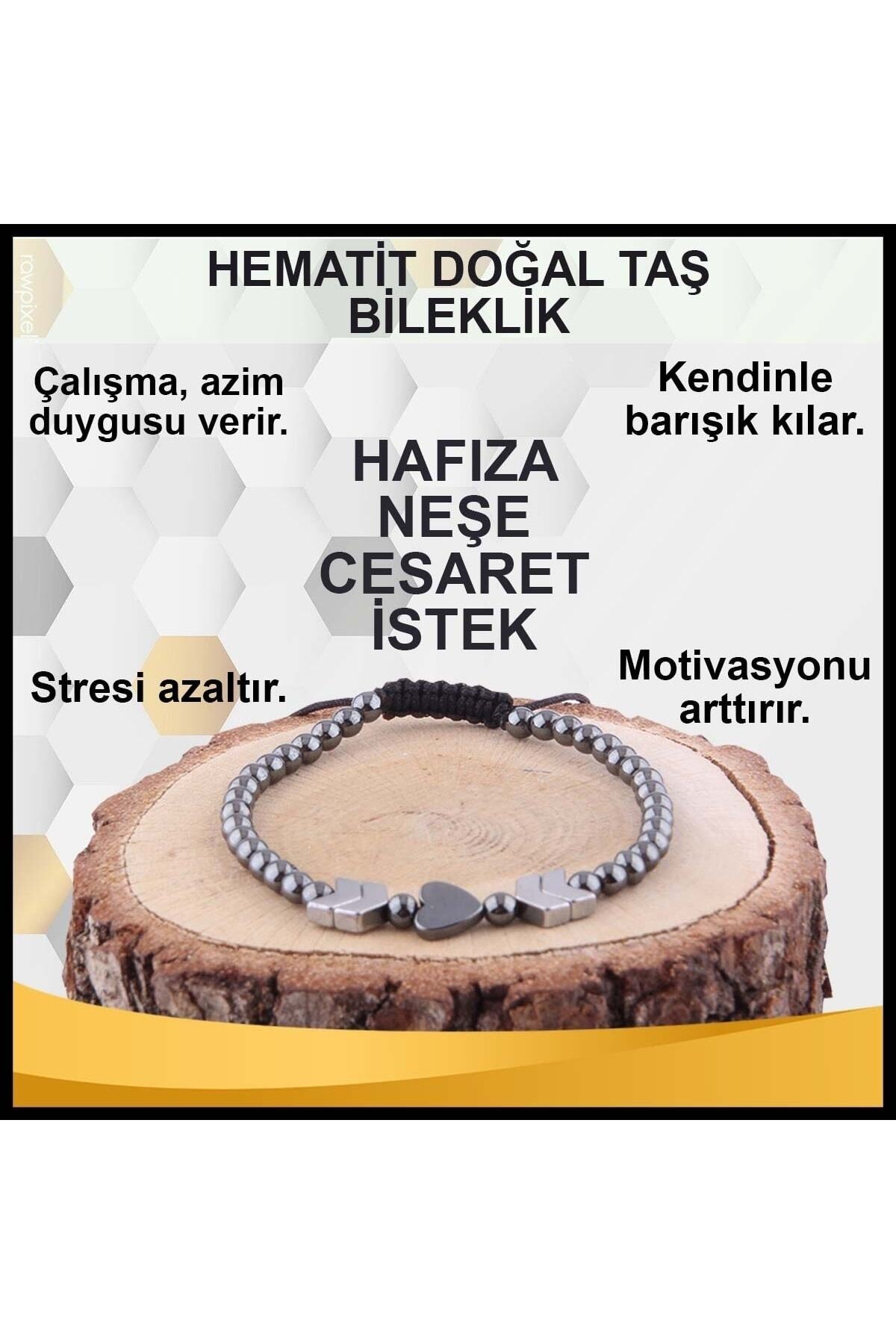 Sertifikalı Hematit Doğal Taş Bileklik 4 Mm - B814