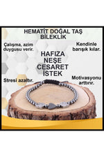 Sertifikalı Hematit Doğal Taş Bileklik 4 Mm - B814