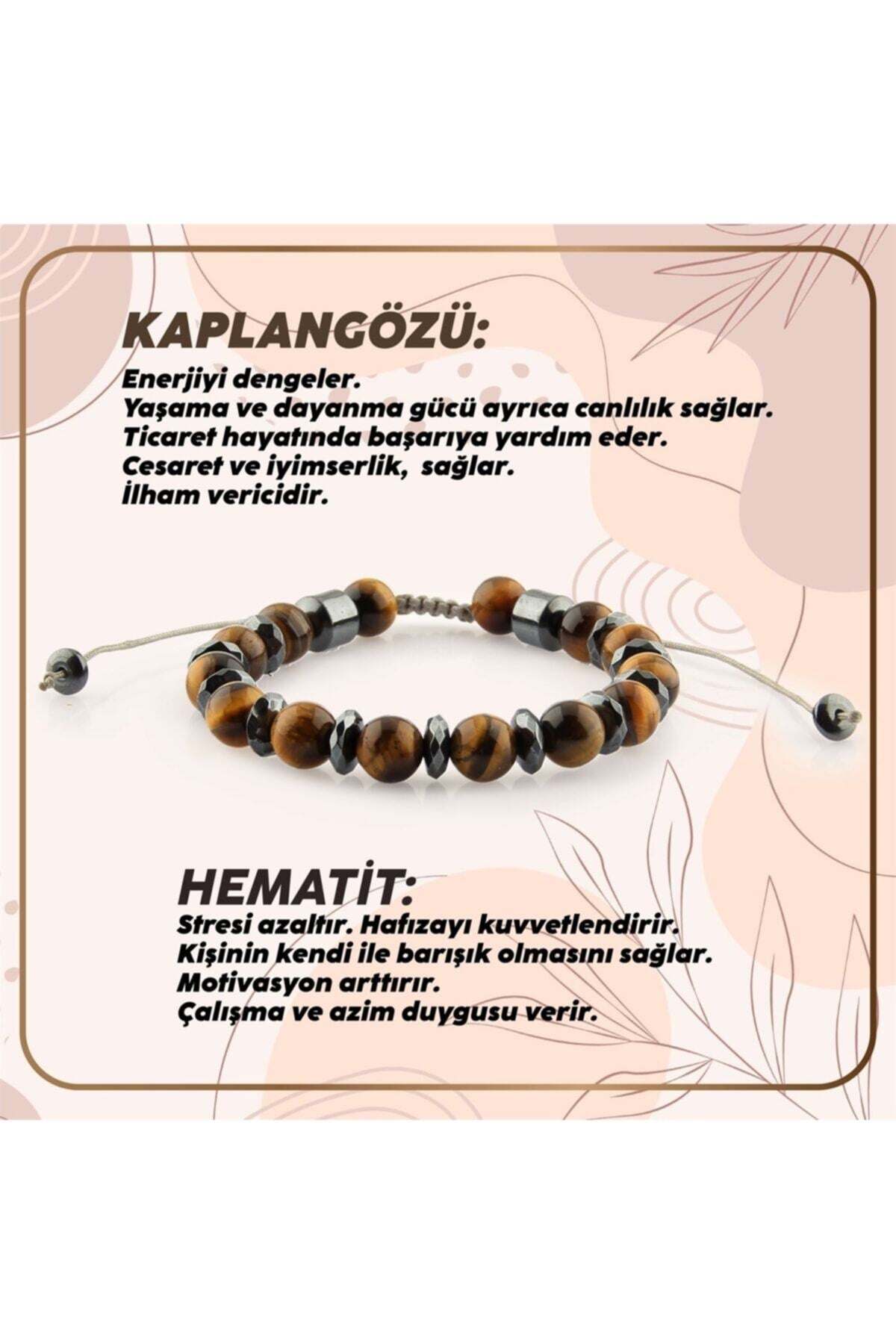 Sertifikalı Kaplan Gözü - Ince Hematit Doğal Taşlı Bileklik - 6 Mm