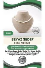 Sertifikalı Beyaz Sedef Doğaltaş Kolye 6 Mm, M564
