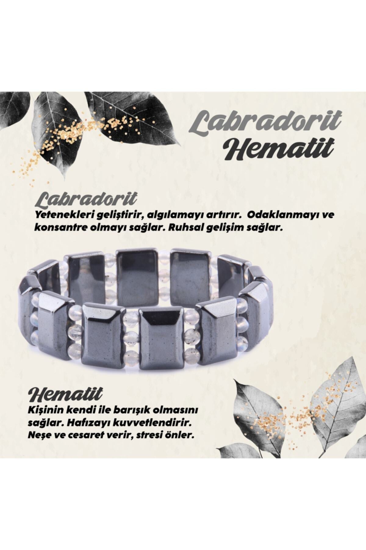 Sertifikalı Hematit - Labrodorit Doğal Taş Roleks Bileklik 15 Mm B751