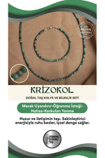Sertifikalı Krizokol Doğal Taş Kolyeli Bileklik Seti – Duygusal Denge ve Huzur