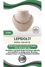 Sertifikalı Lepidolit Doğaltaş Kolye 6 Mm, M578