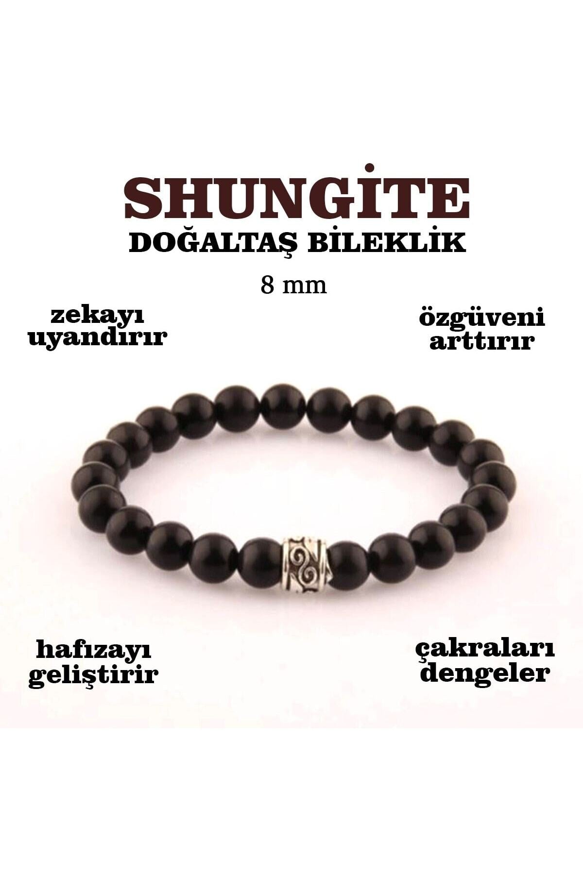 Sertifikalı Shungite Doğaltaş Bileklik 8 Mm, B944