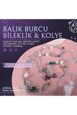 Balık Burcu Doğal Taş Natürel Makrome Kolye Bileklik Seti