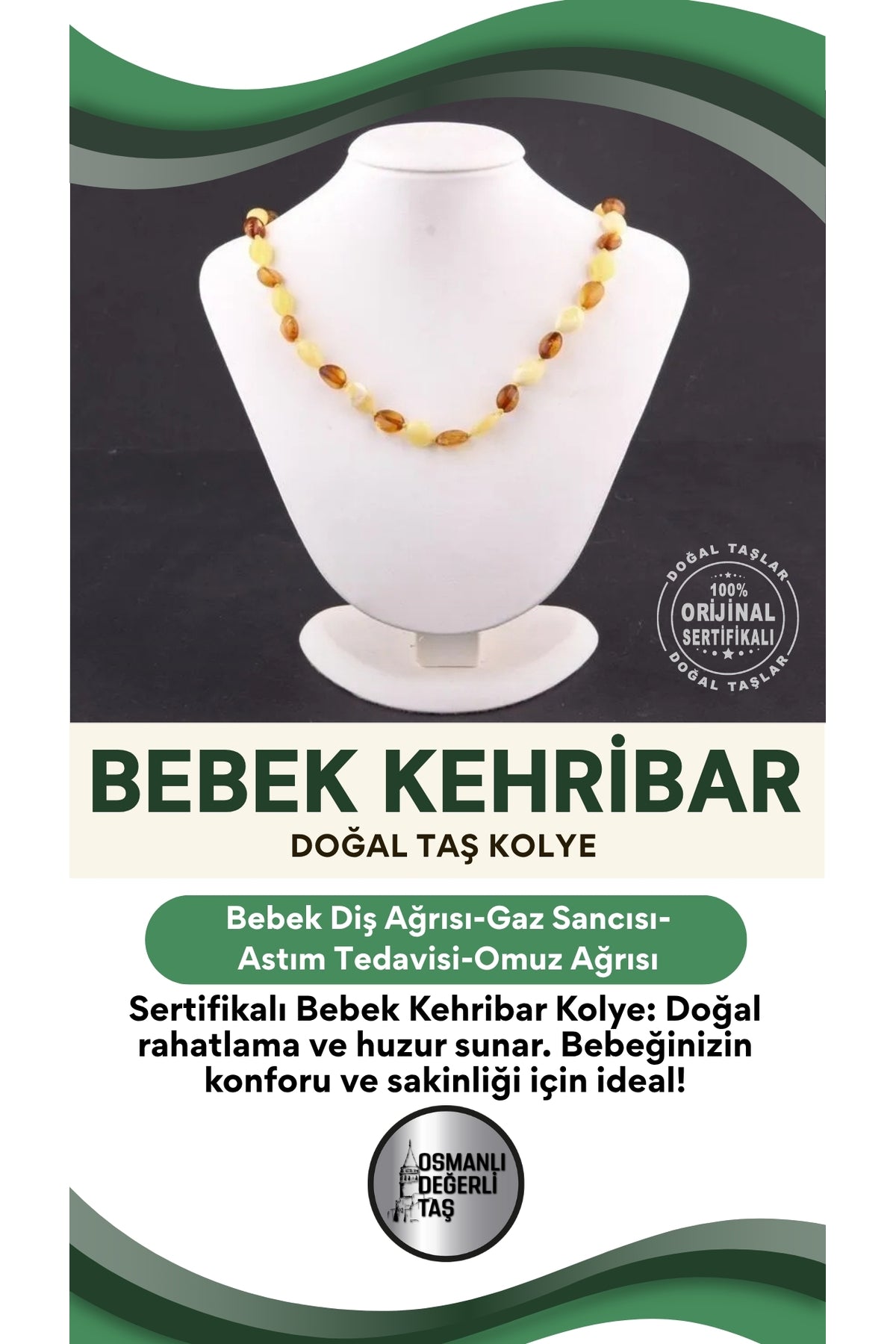Sertifikalı Bebek Kehribar Kolye M392