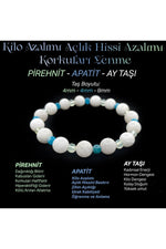 Zayıflama Açlık Bastırma Bilekliği - Ay Taşı - Prehnit - Apatit 4mm-8mm  Orijinal Doğal Taş Bileklik