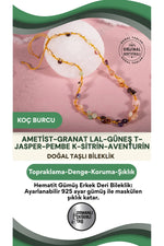 Koç Burcu Doğal Taş Natürel Makrome Kolye-ametist-granat Lal-güneş T-jasper-pembe K-sitrin-aventurin