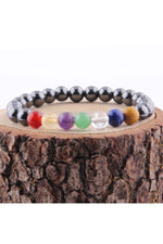 Çakra Doğal Taş Bileklik - Hematit-kristal Kuvars-akik-lapis-sitrin-kaplan Gözü - Aventurin 8mm B792