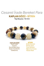 Kaplan Gözü - Sitrin 10mm Doğal Taş Bileklik