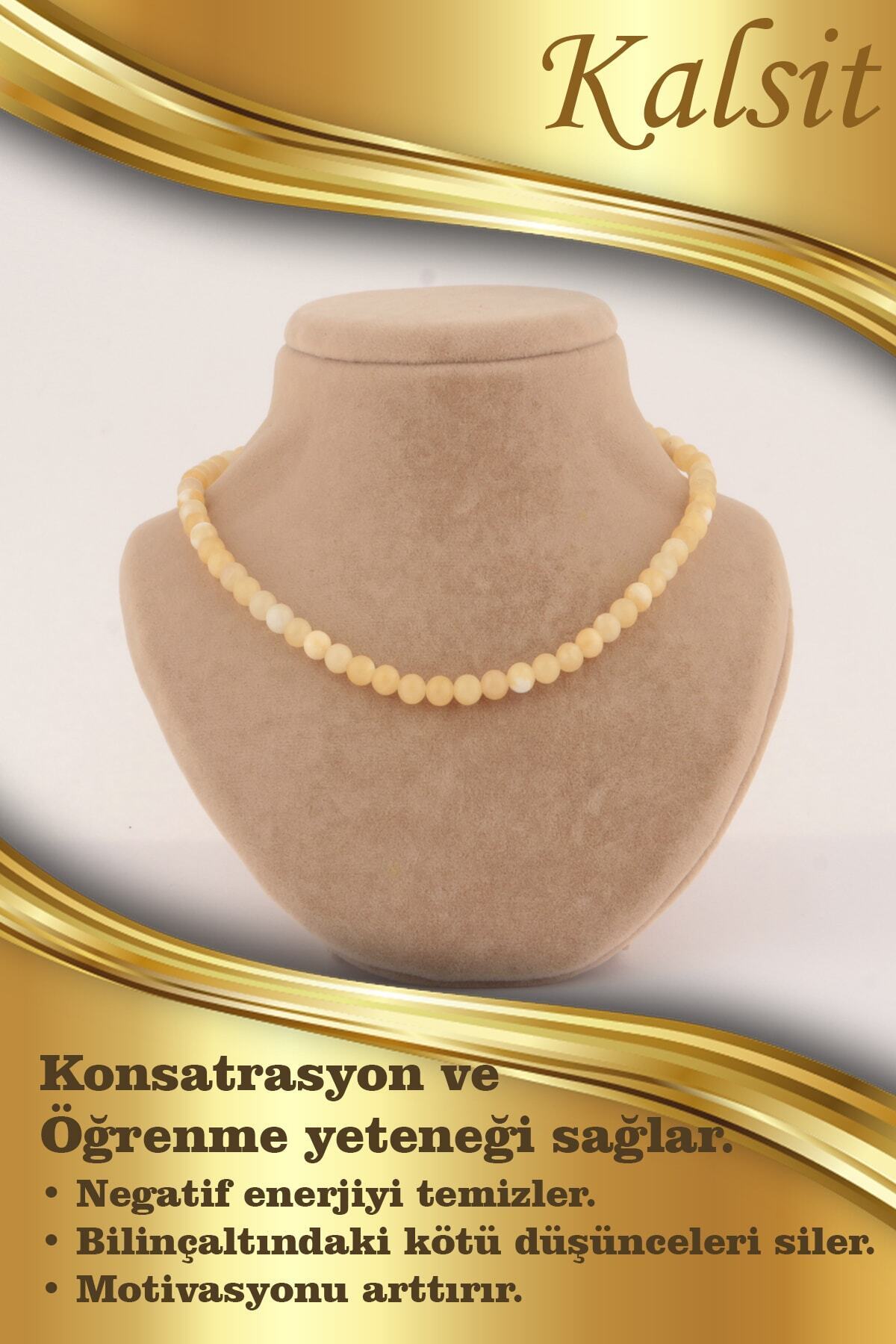 Sertifikalı Kalsit 6mm Kolye (DÜĞÜMSÜZ)