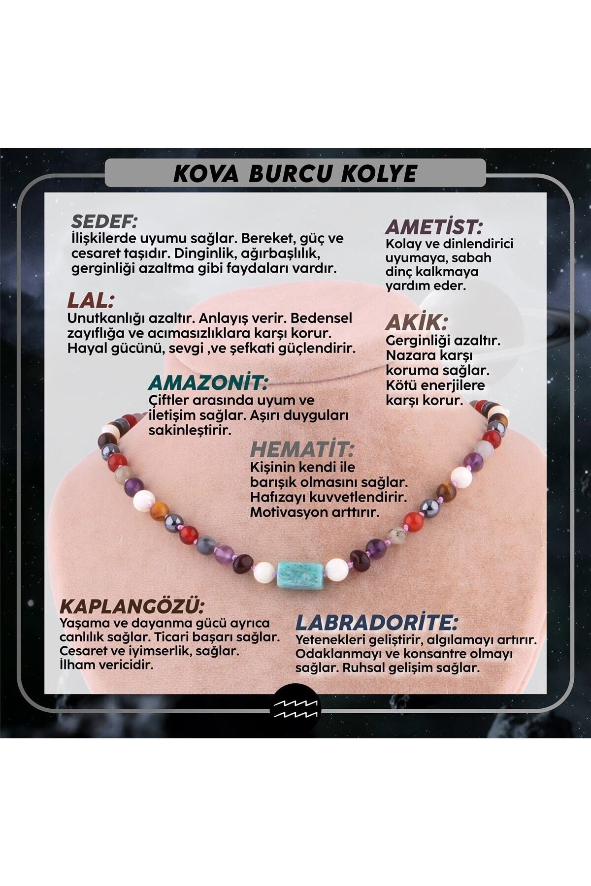 Sertifikalı Kova Burcu Doğal Taş Kolye M209